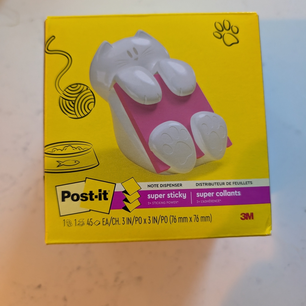 3M Post-it Cat Note Dispenser - Pink and White